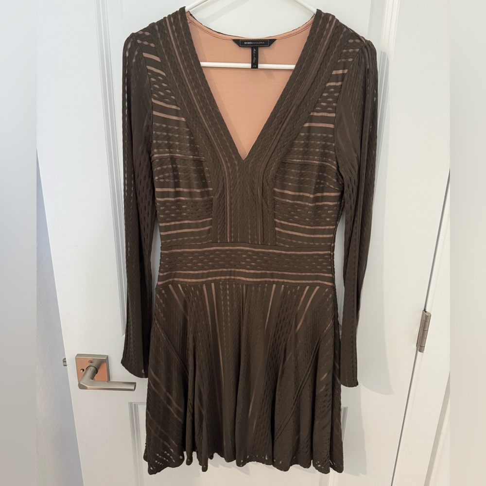 BCBGMaxazria Elegant Olive Green Dress
